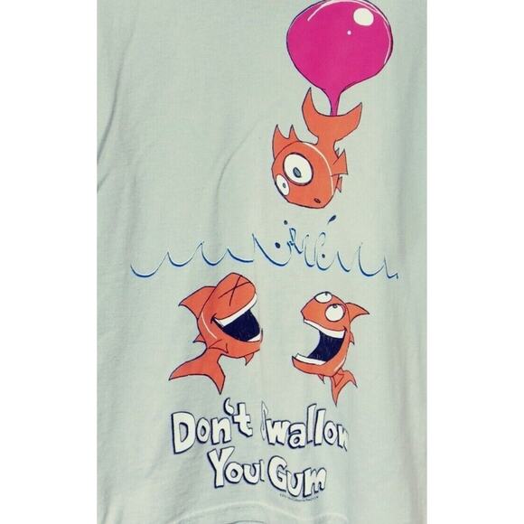 Unisex Kids Grey Tee Fish Don’t Swallow Gum Funny Graphic Novelty T Shirt Small - Picture 12 of 12
